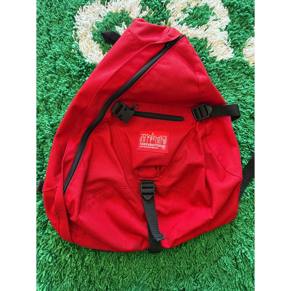 Manhattan Portage‎ Sling Bag Unisex OS Red Excellent USA Made Cordura Backpack